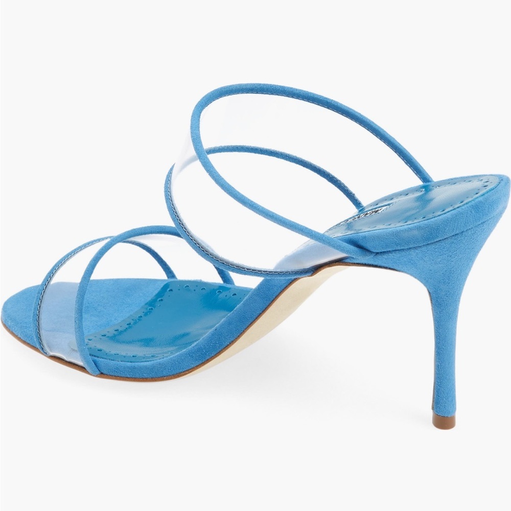 Manolo Blahnik Invymu 90 Vinyl & Suede Sandal, NEW - Picture 4 of 14